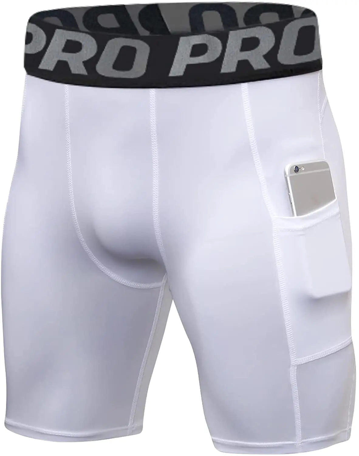 Short De Sport Pour Hommes Avec Poches, Leggings De Compression D'Entraînement Pour Hommes, Boxer En Polyester, Collants Athlétiques De Course À Pied Et De Basket-Ball