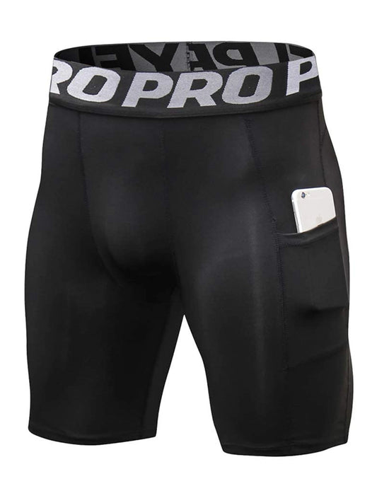Short De Sport Pour Hommes Avec Poches, Leggings De Compression D'Entraînement Pour Hommes, Boxer En Polyester, Collants Athlétiques De Course À Pied Et De Basket-Ball