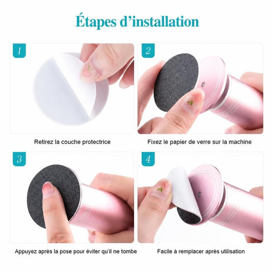 43Mm 60 Pièces/Boîte Pied Peau Morte Papier De Verre Pour Lime À Ongles Électrique Cuticule Callosités Remplaçable Papier De Ponçage Pédicure Professionnelle