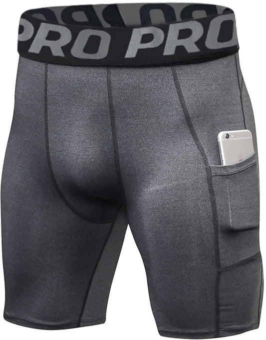 Short De Sport Pour Hommes Avec Poches, Leggings De Compression D'Entraînement Pour Hommes, Boxer En Polyester, Collants Athlétiques De Course À Pied Et De Basket-Ball